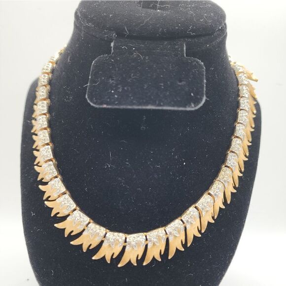 VENDOME FRANCOIS Gold Necklace "FIRE FLAMES"Swarovski Crystal SIGNED Pegasus - Picture 3 of 6